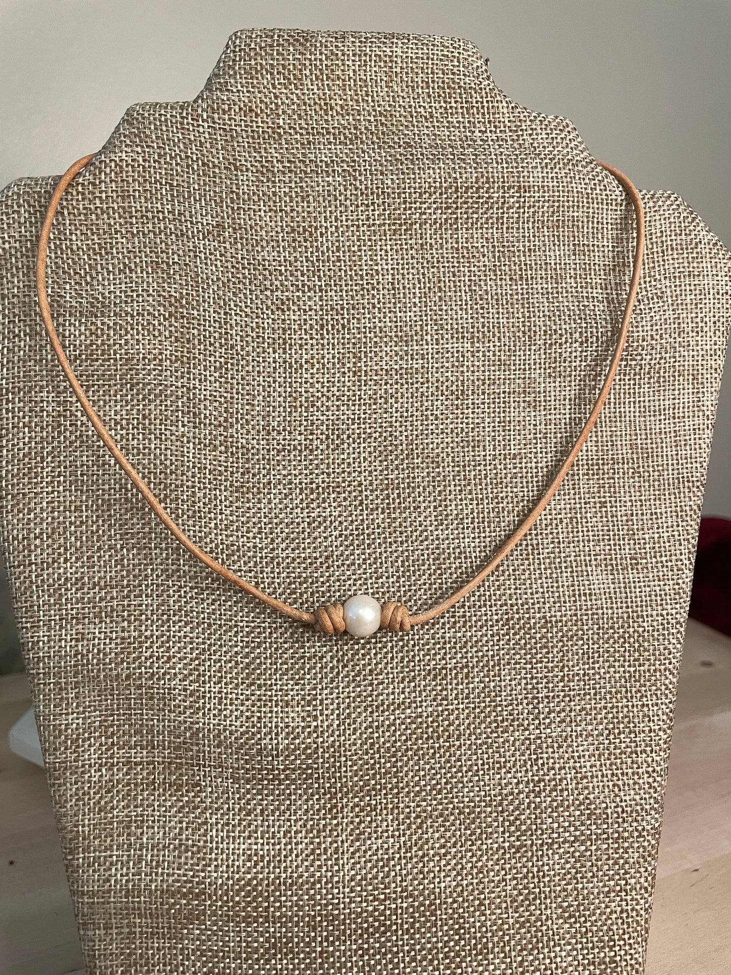 Leather and Pearl Choker Necklace