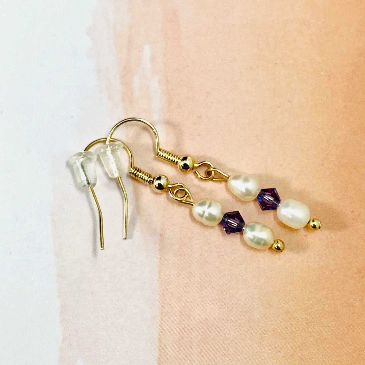 Freshwater Pearl and Crystal drop earrings