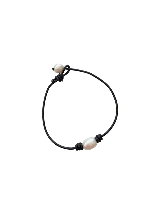 Leather Cord and Freshwater Pearl bracelet.